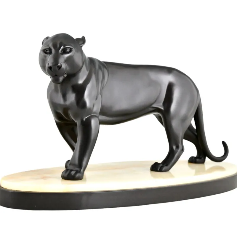 Pamono Irenee Rochard, Art Deco Panther Sculpture, 1930s, Bronze> Art Deco|Sculpture