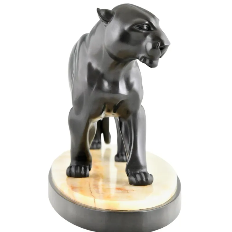 Pamono Irenee Rochard, Art Deco Panther Sculpture, 1930s, Bronze> Art Deco|Sculpture