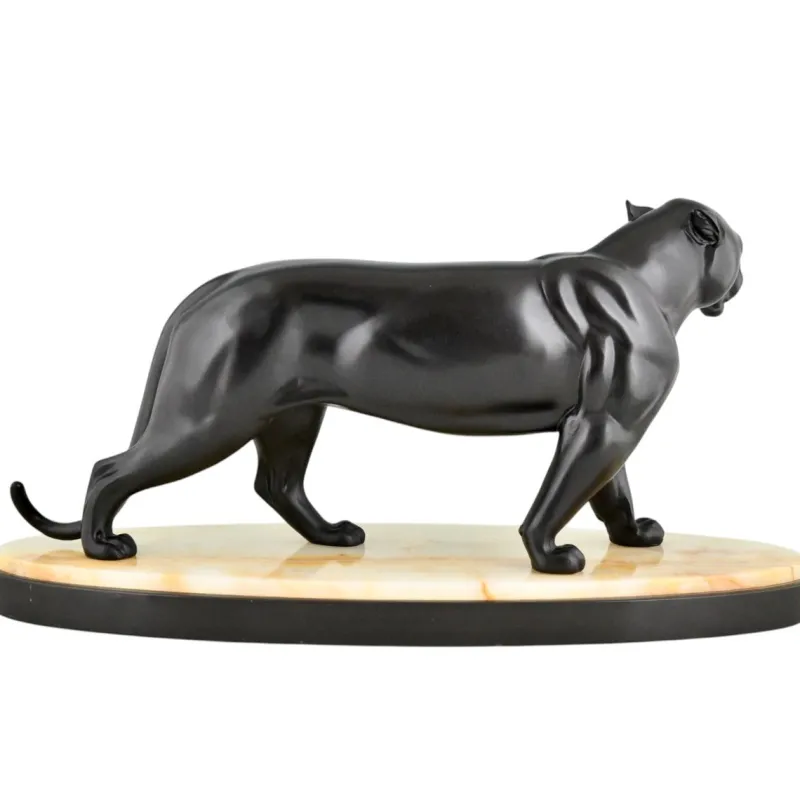 Pamono Irenee Rochard, Art Deco Panther Sculpture, 1930s, Bronze> Art Deco|Sculpture