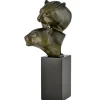 Pamono Irenee Rochard, Art Deco Sculpture with Two Panther Heads, 1930, Bronze & Marble> Art Deco