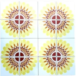 Pamono Iris Starburst Tiles, Italy, 1970s, Set of 24> Architectural Elements