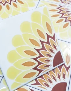 Pamono Iris Starburst Tiles, Italy, 1970s, Set of 24> Architectural Elements