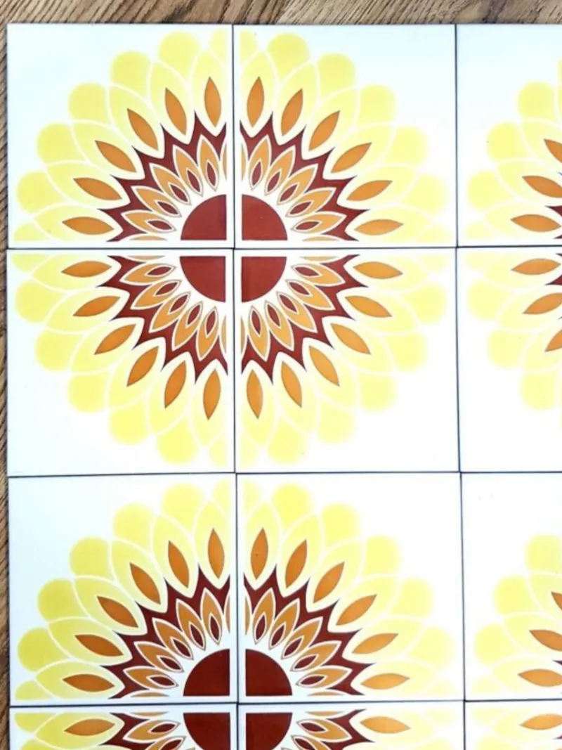 Pamono Iris Starburst Tiles, Italy, 1970s, Set of 24> Architectural Elements