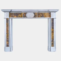Pamono Irish Georgian Statuary and Siena Marble Fireplace Mantel, Late 18th Century