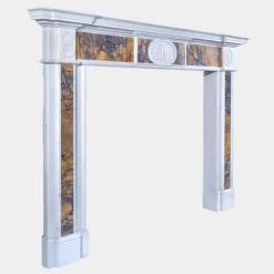 Pamono Irish Georgian Statuary and Siena Marble Fireplace Mantel, Late 18th Century
