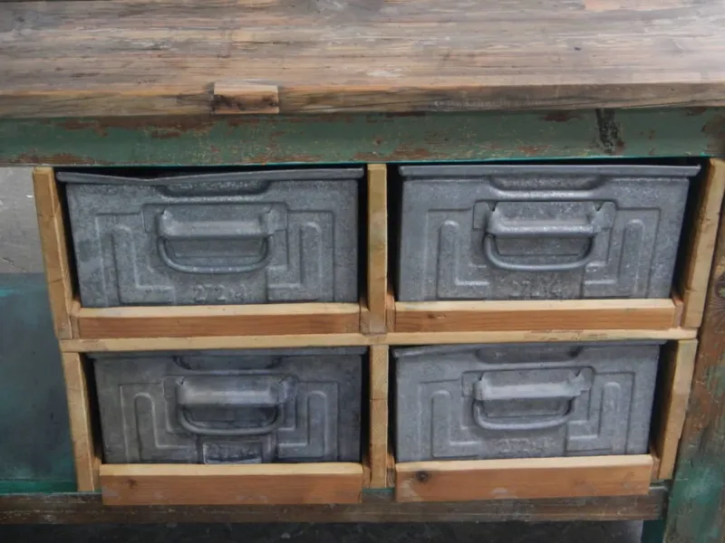Pamono Iron and Fir Countertop Counter, 1950s> Worktables & Workbenches