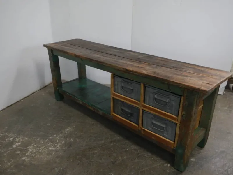 Pamono Iron and Fir Countertop Counter, 1950s> Worktables & Workbenches