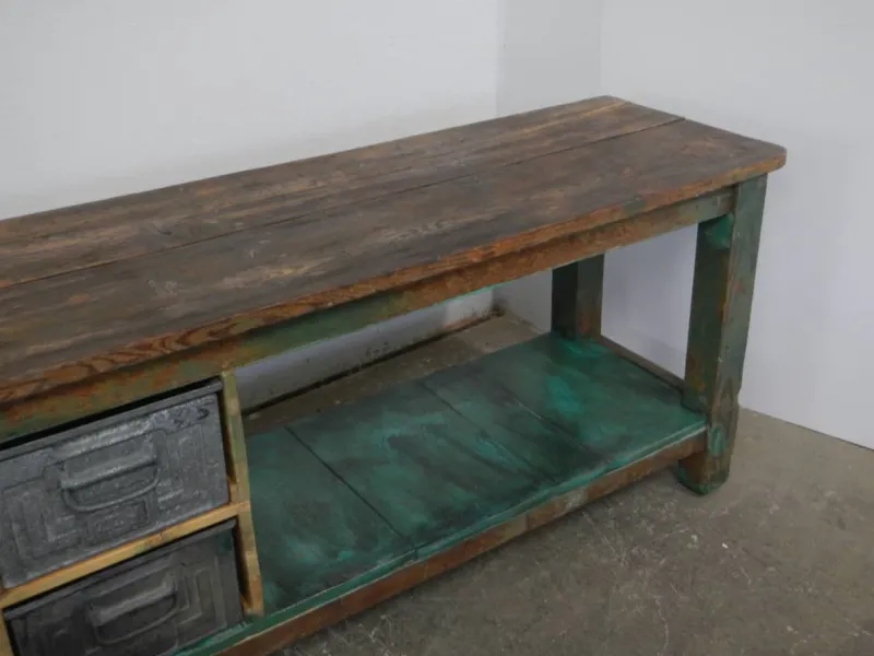 Pamono Iron and Fir Countertop Counter, 1950s> Worktables & Workbenches