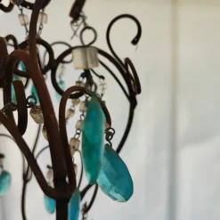 Online Pamono Iron and Glass Crystal Chandelier, 1940s