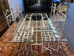Pamono Iron and Glass Garden Set, Set of 7> Garden Seating