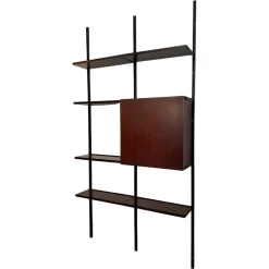 Pamono Iron and Wood Wall Bookcase by Osvaldo Borsani for Tecno, 1960s> Shelves & Wall Units