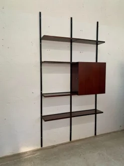 Pamono Iron and Wood Wall Bookcase by Osvaldo Borsani for Tecno, 1960s><noscript><img width=