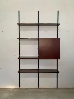 Pamono Iron and Wood Wall Bookcase by Osvaldo Borsani for Tecno, 1960s><noscript><img width=