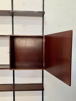 Pamono Iron and Wood Wall Bookcase by Osvaldo Borsani for Tecno, 1960s><noscript><img width=