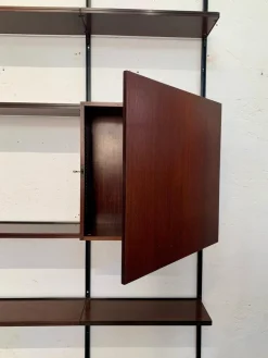 Pamono Iron and Wood Wall Bookcase by Osvaldo Borsani for Tecno, 1960s><noscript><img width=