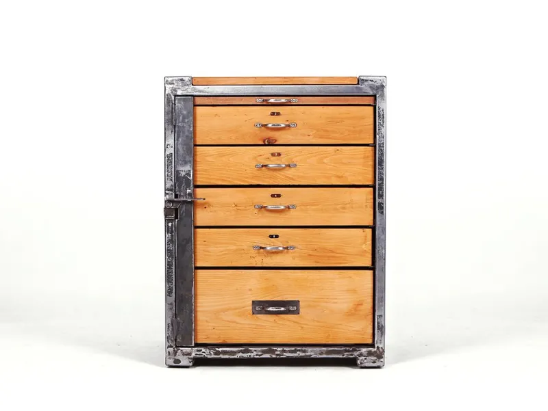 Sale Pamono Iron and Wood Workbench with Drawers, 1950s