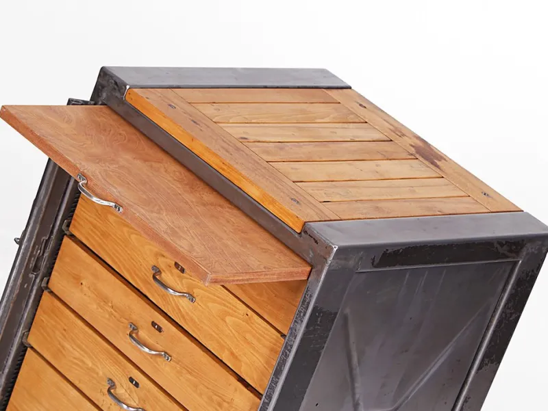 Sale Pamono Iron and Wood Workbench with Drawers, 1950s