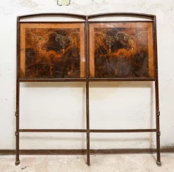Hot Pamono Iron Double Bed with Hand-Painted Metal Head