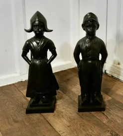 Pamono Iron Dutch Girl and Boy Companion Set, 1930s, Set of 8><noscript><img width=