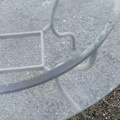 New Pamono Iron Outdoor Table with Round Glass Top, 1990s