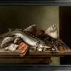 Pamono Isaac Van Duynen, Still Life with Sea Fish on Table, 17th Century, Oil Painting, Framed> Old Masters