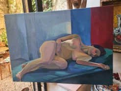 Clearance Pamono Isabelle Pardoe, Colorful Reclining Nude Woman, 2000s, Oil on Canvas
