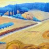 New Pamono Isabelle Pardoe, Colourful French Fauvist Landscape with Golden Wheatfields, 2000s, Oil on Canvas