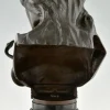 Pamono Isidore De Rudder, Art Nouveau Cleopatra Bust with Snake, 1900, Bronze & Marble> Art Nouveau