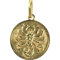 Discount Pamono Italian 18 Karat Yellow Gold Scorpio Zodiac Charm Medal Pendant, 1950s