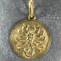Discount Pamono Italian 18 Karat Yellow Gold Scorpio Zodiac Charm Medal Pendant, 1950s