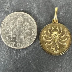 Discount Pamono Italian 18 Karat Yellow Gold Scorpio Zodiac Charm Medal Pendant, 1950s