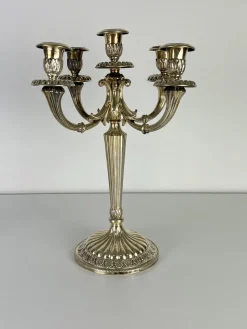 Pamono Italian 800 Silver 5-Flame Candlesticks, 1980s, Set of 2> Candleholders