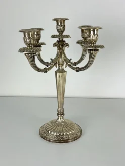 Pamono Italian 800 Silver 5-Flame Candlesticks, 1980s, Set of 2><noscript><img width=