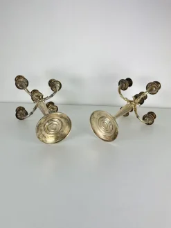Pamono Italian 800 Silver 5-Flame Candlesticks, 1980s, Set of 2><noscript><img width=