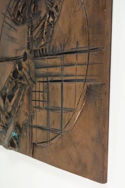 Hot Pamono Italian Abstract Sculpture Art Copper Panel