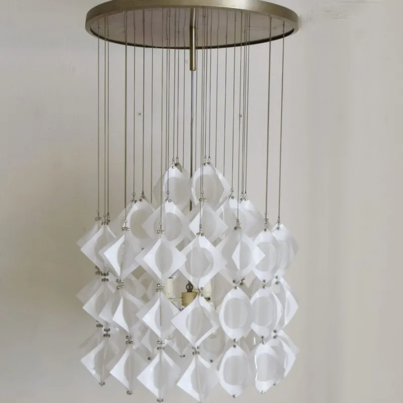 Pamono Italian Aluminum and Opaline Glass Ceiling Lamp from Mazzega, 1969> Ceiling Lights