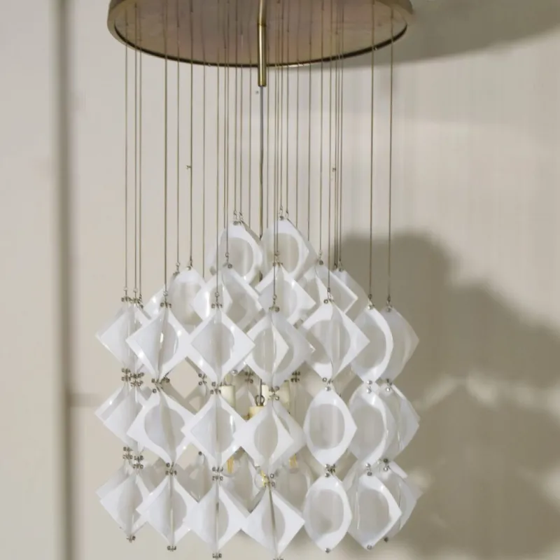 Pamono Italian Aluminum and Opaline Glass Ceiling Lamp from Mazzega, 1969> Ceiling Lights