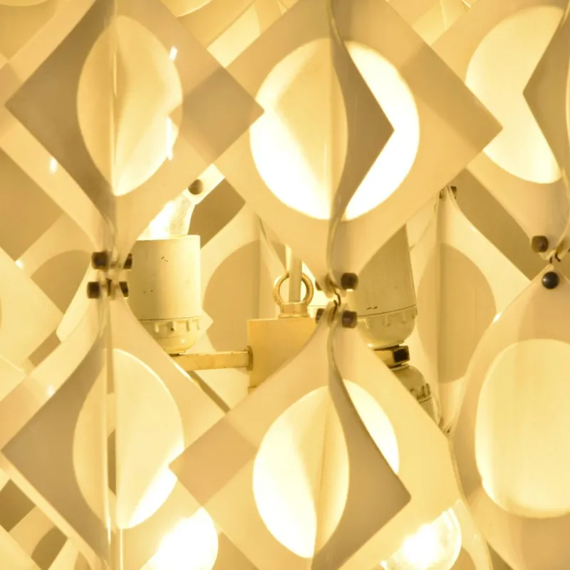 Pamono Italian Aluminum and Opaline Glass Ceiling Lamp from Mazzega, 1969> Ceiling Lights