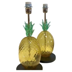 Pamono Italian Ananas Murano Glass Table Lamps by Simoeng, Set of 2> Table Lamps