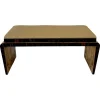 Pamono Italian Art Deco Bench in Olive Ash Burl and Macassar with Faux Leather Seat, 1940s