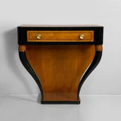 Discount Pamono Italian Art Deco Console Table in Grissinato Black Wood, 1930s