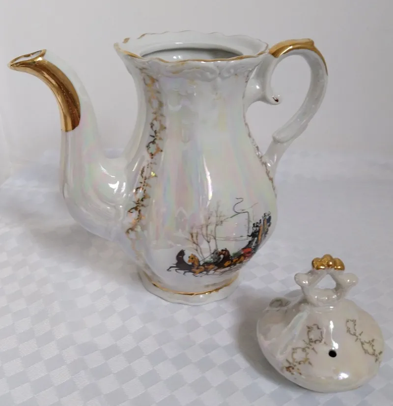 Pamono Italian Art Deco Tea Service Set in Porcelain, 1950s, Set of 19> Coffee & Tea Service