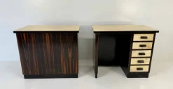 Clearance Pamono Italian Art Deco Twin Desks in Macassar and Parchment, 1940s, Set of 2