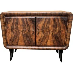 Sale Pamono Italian Art Deco Walnut Burl and Mirror Mosaic Dry Bar Cabinet by Paolo Buffa, 1940s