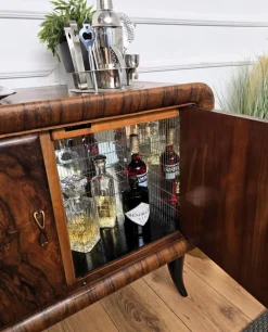 Sale Pamono Italian Art Deco Walnut Burl and Mirror Mosaic Dry Bar Cabinet by Paolo Buffa, 1940s