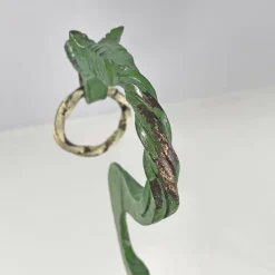 Pamono Italian Art Nouveau White Green Wrought Iron Vase Holders with Dragons, 1900s, Set of 2><noscript><img width=