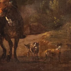 Pamono Italian Artist, Arcadian Landscape with Knight, 18th Century, Oil on Panel, Framed><noscript><img width=