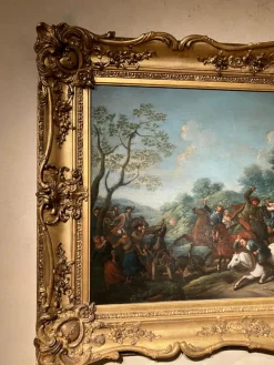 Pamono Italian Artist, Baroque Battle Scene, 1600s, Oil on Canvas, Framed><noscript><img width=