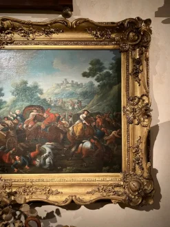 Pamono Italian Artist, Baroque Battle Scene, 1600s, Oil on Canvas, Framed><noscript><img width=