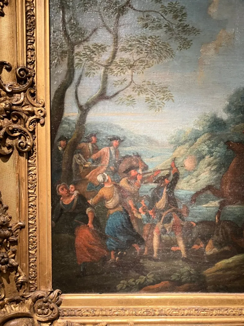 Pamono Italian Artist, Baroque Battle Scene, 1600s, Oil on Canvas, Framed> Old Masters